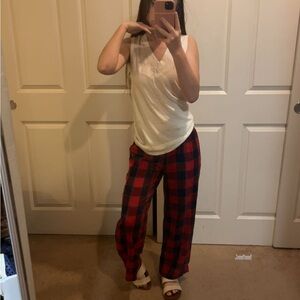 Circo Red and Black Plaid Wide-Leg Pants
